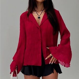 Long sleeve shirt flowy top princess Polly Selma Shirt Burgundy red